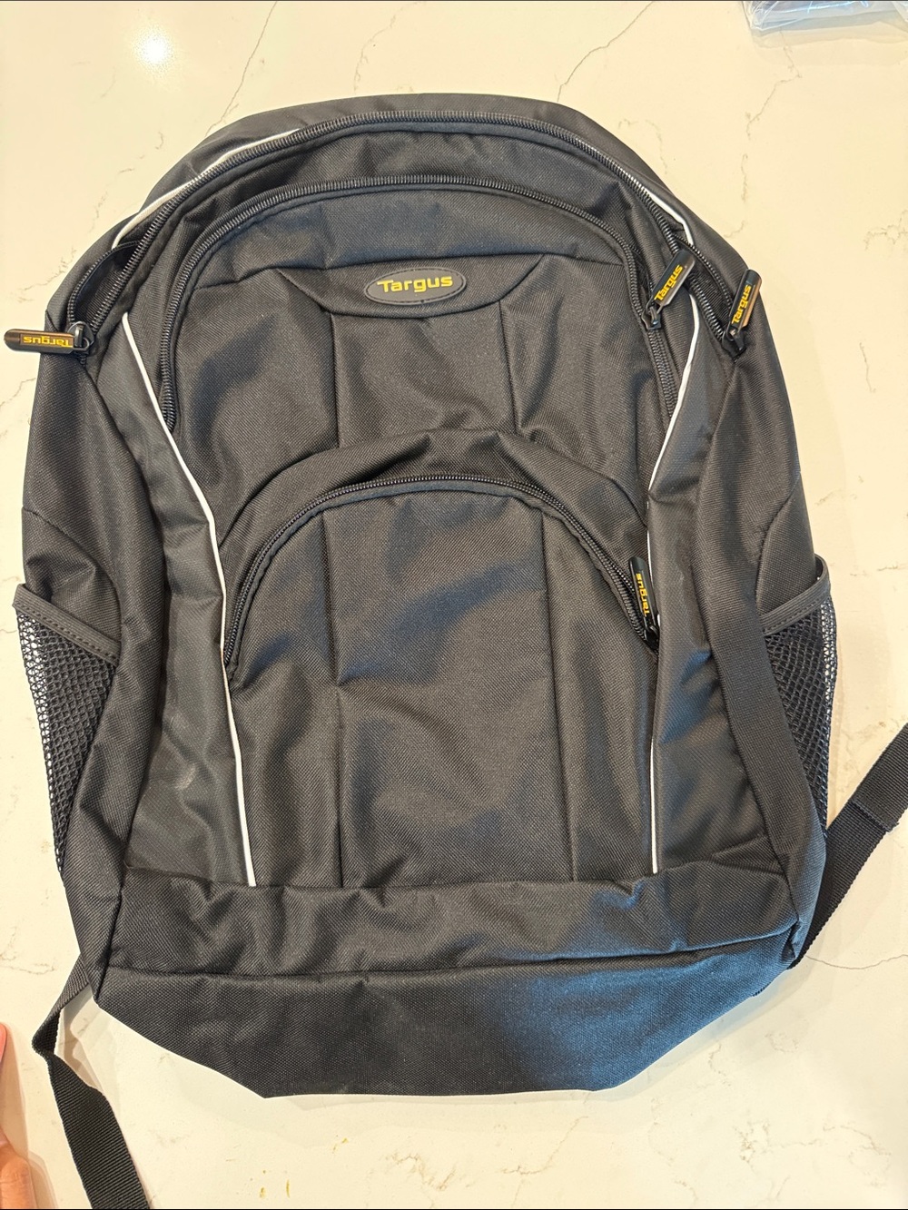 Targus Black Backpack with White Piping